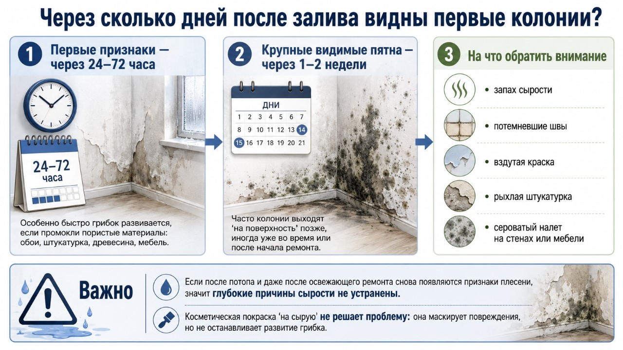 Через сколько дней после залива видны первые колонии?