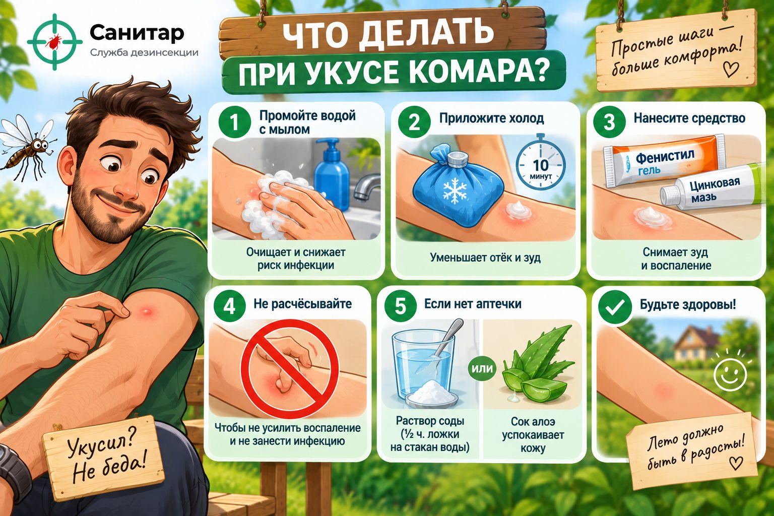 Первая помощь при укусе комаров