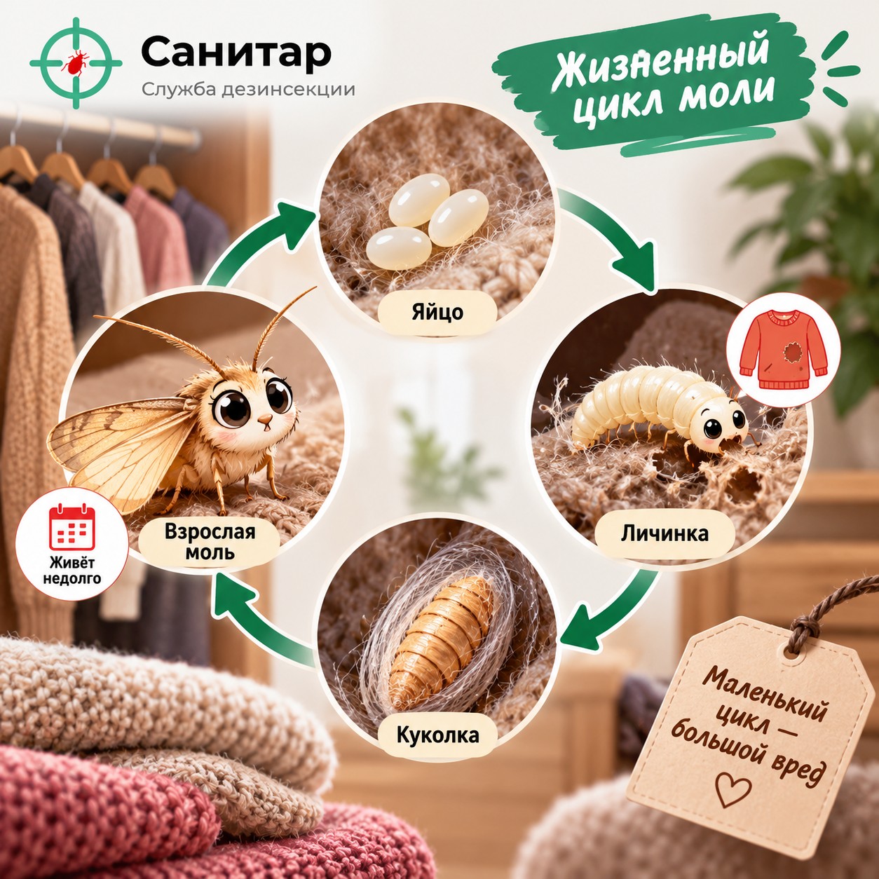Жизненный цикл платяной моли: от яйца до имаго