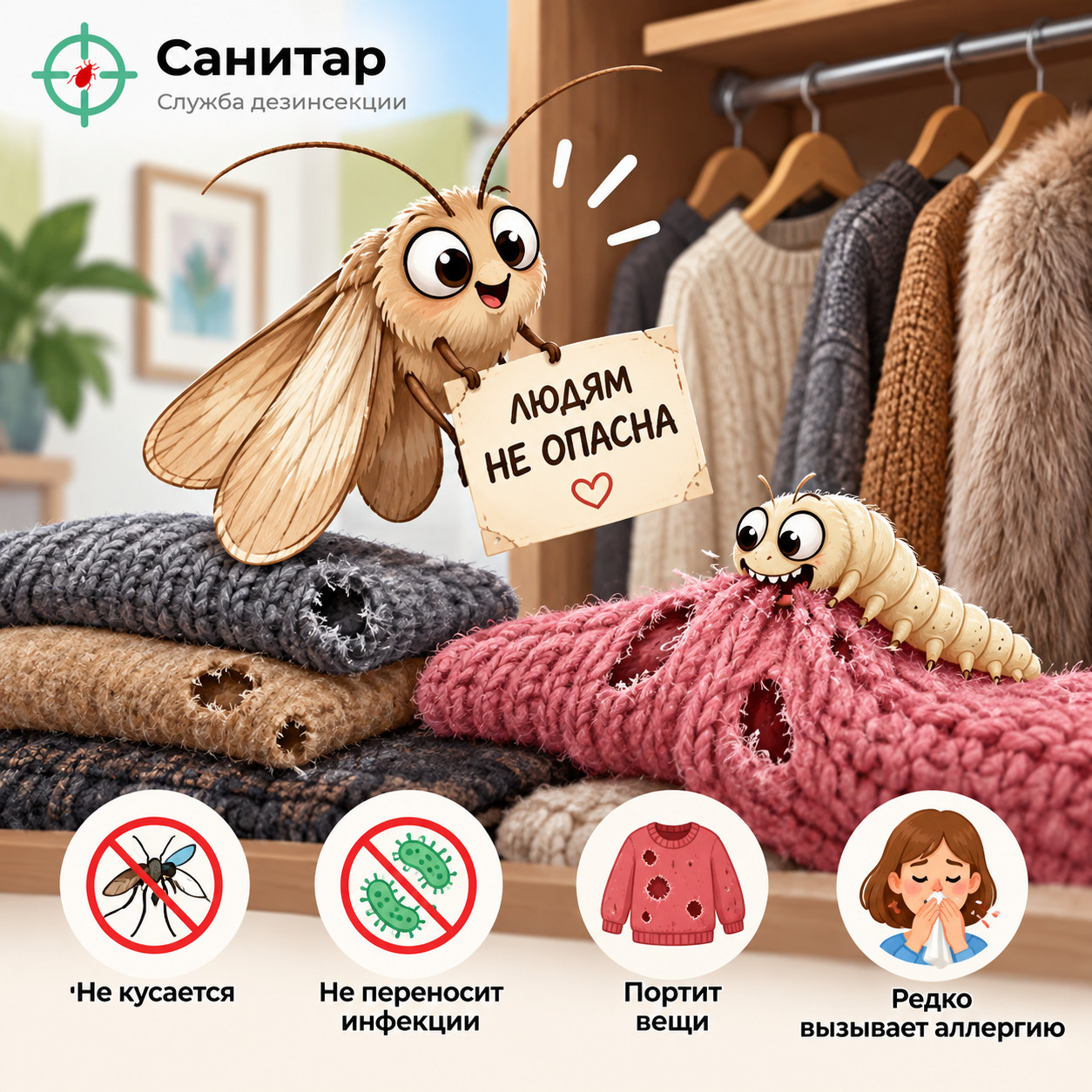 Опасна ли платяная моль для человека