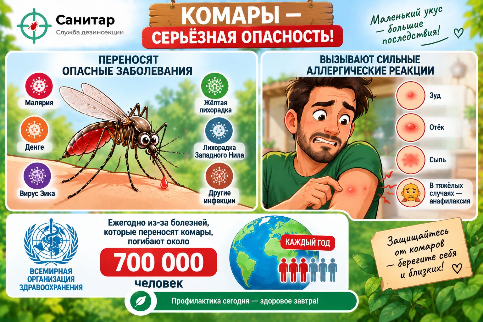 Опасность комаров для человека